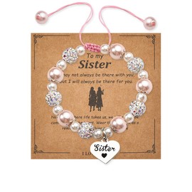 To My Sister Bracelet Gifts for Women Sister Big Sister Birthday Gifts for Sister in Law I Love You Sister Gifts for Little Girls Long Distance Relationship Gifts for Soul Sister Gifts