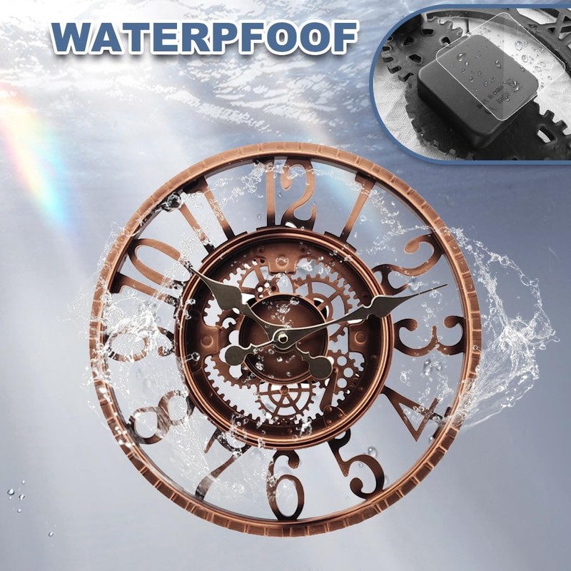 YTAONS Outdoor Wall Clock for Garden, Patio and Deck, 12in