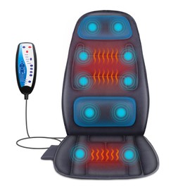 Snailax Back Massager with Heat and Vibration, Massage Seat Cushion, Back Massager with 10 Vibration Massage Motors, 2 Heat Levels, Massager Chair Pad for Back, Gifts