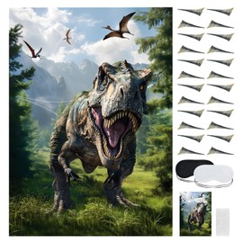 SietDESEO Pin The Tail on The Dinosaur Party Games with 24 Pcs Tail Stickers Dinosaur Party Games for Kids Boys Birthday Carnival Party Supplies Pin The Tail Game
