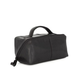 Spikes & Sparrow Genuine Leather Toiletry Bag for Men, Women, Vintage Toiletry Bag, Travel Organiser Made of Leather, 022113, black, One size