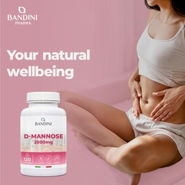 Bandini® D-Mannose for Cystitis 2000 mg - Pure High Strength D Mannose - 120 Capsules - Food Supplement for Wellbeing and Support of The Urinary Tract & Bladder Health - 100% Vegan & GMO Free