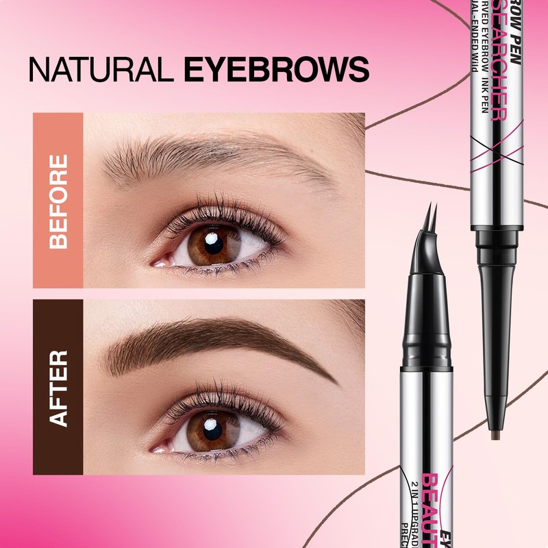 Curved Eyebrow Pen, 2-in-1 Dual Ended Eyebrow Pencil, Microblading Eyebrow