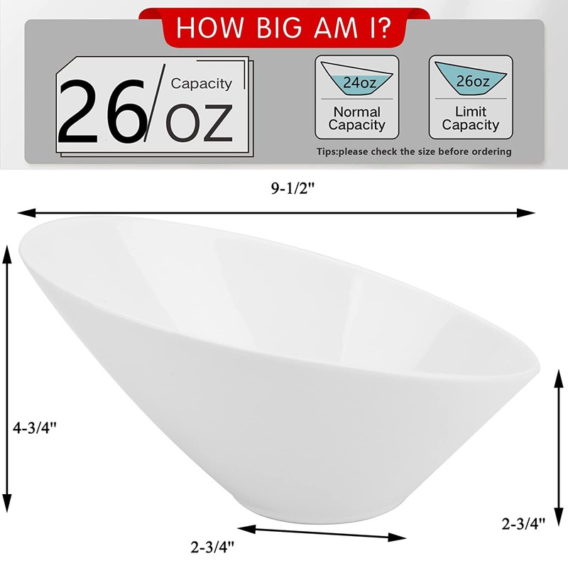 Yesland 2 Pack Porcelain Angled Serving Bowls - 26 oz