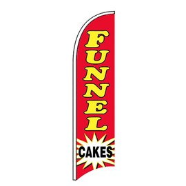 4 Less Co FUNNEL CAKES Windless Swooper Flag Feather Banner Large Sign 2.5x11.5 ft Tall (Flag Only) rb
