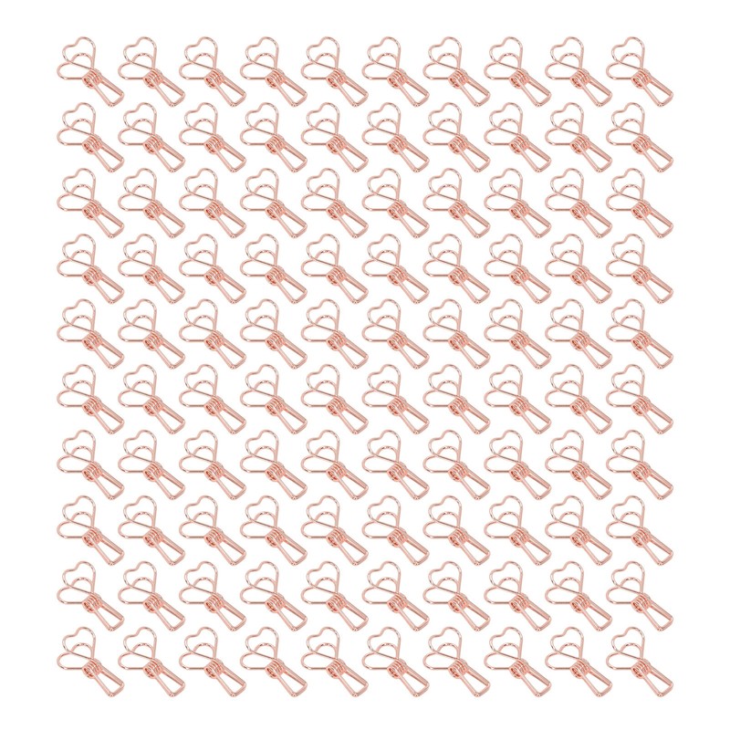 100 Pcs Binder Clips Hollow Heart Shape Strong Clamping Force