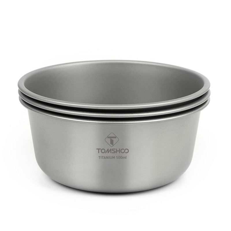 TOMSHOO 500ml Titanium Bowl Stackable Camping Bowl for Camping Hiking