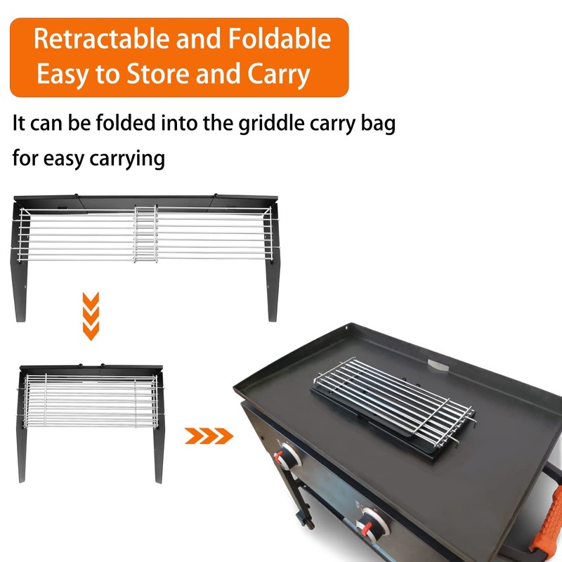 Petrirufun Adjustable Wind Screen and Griddle Warming Rack Set Fit