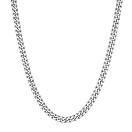 VEXXS Necklace, Men's, Curb Necklace, Width 0.18 - 0.2 inches (4/5/6 mm), K18 Gold Plated, Miami Cuban, Kihei, Chain, Stainless Steel, Accessories, Present, 18.1 - 26.0 inches (46 - 66 cm)