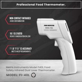 Metris Instruments Food Inspector Infrared Laser Thermometer Non-Contact Highly Accurate Industrial Grade Food Safety Inspection Thermometer for Professional Use | Measure Surface Temperature Readings