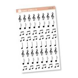 Musical Notes Icon Planner Stickers, Music Stickers, Black Print Planning Stickers (I-221-B)