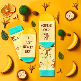 HAPPYPOP Funny Monkey Gifts for Men Women, Monkey Gifts for Monkey Lovers, Novelty Monkey Socks Crazy Silly Socks, Christmas Stocking Stuffers