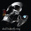 YAFEINI Skull Butterfly Ring 925 Sterling Silver Skull Butterfly Mother's