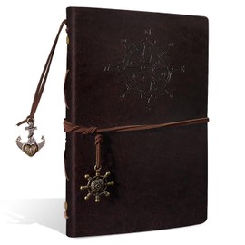 Joy & Inspiration PU Leather Notebook A5 Dark Brown Refillable Diary Vintage Spiral Bound Travel Diary 160 Pages 80 Sheets Refillable Notebook Journal