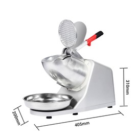 BOSBAK Electric Shaved Ice Machine, Ice Crusher Shaver with 2 Blades, Snow Cone Machine for Home Kitchen or Commercial Use, Featuring Dual Splash Prevention High Speed (380W, 2200r/min, Silver)
