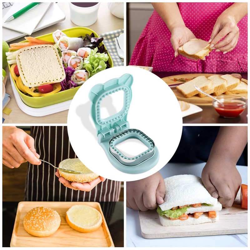 Zayookey Sandwich Mold Sealer Sandwich Cutter Press Square Blue Lunch