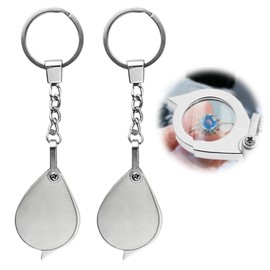 ZYEKIU 2 Pieces Magnifying Glass Children's Magnifying Glass Reading Magnifier Portable with Key Ring Mini Portable Foldable 5 and 20 Items Metal Magnifier for Reading Jewellery Travel Practical Small