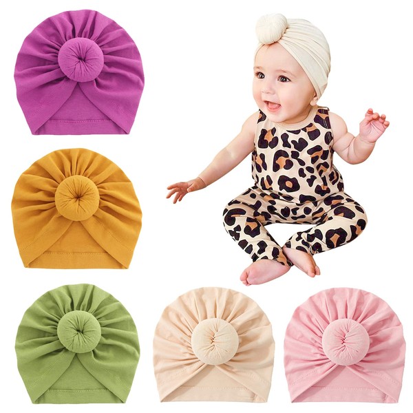 MoonSing Baby Turban Hats, Newborn Hat, Super Soft Cotton Elastic