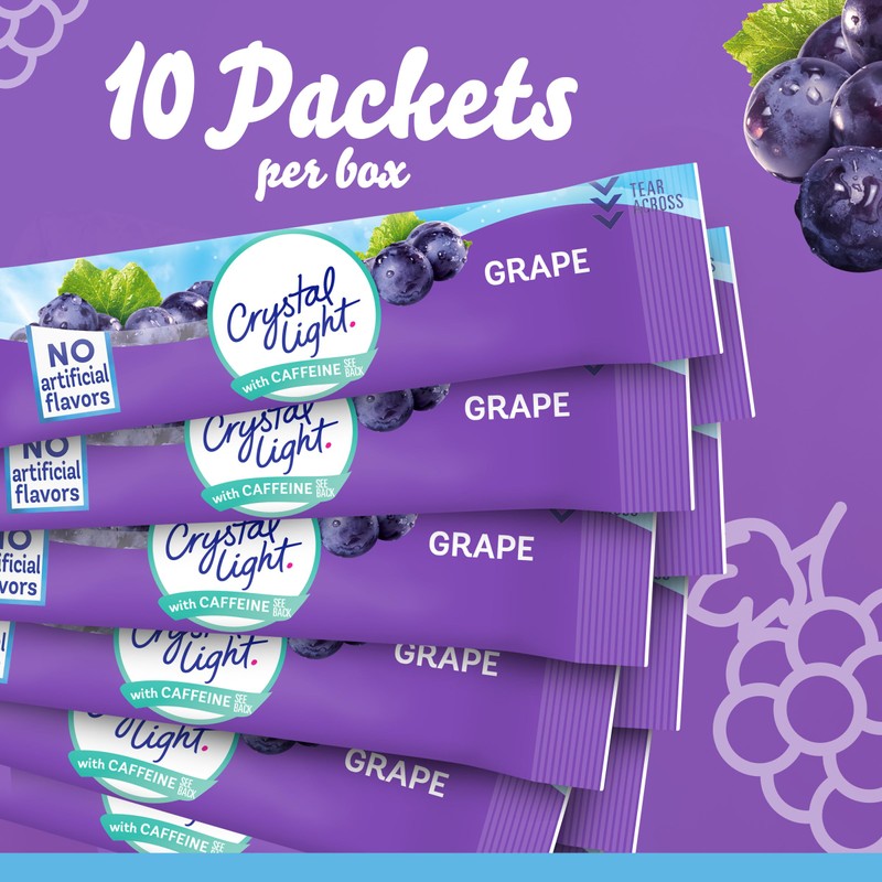 Crystal Light Grape Naturally Flavored Powdered Drink Mix with Caffeine,