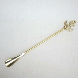 GLOBEDECOR ANCHOR SHOE HORN 19"H  NAUTICAL BRASS SHOE HORN LONG MARITIME GIFT SHOE HORN