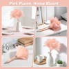 Pink Ostrich Feather Duster with Wooden Handle, 13.5 inch Natural