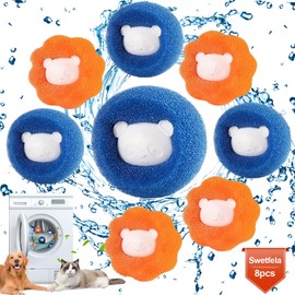 Swetfela 8 Pieces Pet Hair Remover Washing Ball Reusable Lint Balls Washing Machine, Anti-Winding Washing Balls Removes Pet Hair, Washing Ball for Washing Machine (8pcs-A)