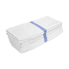Nouvelle Legende Ribbed Microfiber Bar Mop Towels, Super Absorbent, Cleaning & Drying Cloths, Lint-Free, Streak-Free for Kitchen, Home & Auto, 14x18 Inch, 12-Pack, Blue Stripe