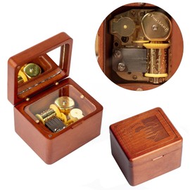 DANVON Hand Crank Solid Wood Music Box,Antique Engraved Musical Boxes Case Christmas Birthday Valentine's Day Mothers Gifts for Lover, Boyfriend, Girlfriend, Husband, Wife（Heart）