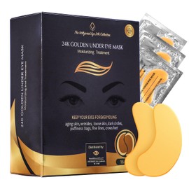 Bisou Bisou Bisou - 24K Gold Under Eye Masks Collagen Patch, Anti-Aging Mask, De-Puff and Lighten Dark Circles and Wrinkles Treatment with Hydrogel
