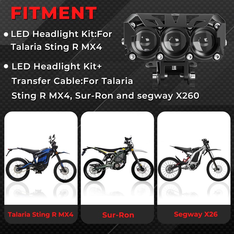 Aluminum Dirtbike Headlight Kit for Sur-Ron Segway X260 Talaria Sting