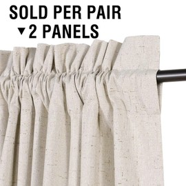 H.VERSAILTEX Linen Look 100% Blackout Curtains 95 Inches Long for Bedroom Full Light Blocking Rod Pocket 42 Inches Wide Linen Textured Thick Window Curtain Drapes with White Backing, Natural, 2 Panels
