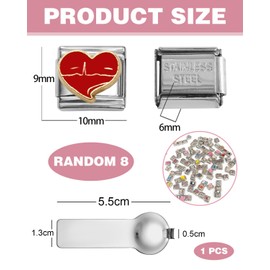 BPTRKOM 8-Piece Italian Charm Bracelet Set, 9 mm Removable Modules for DIY Bracelets, Elegant Charms for Women and Girls (Random Styles)