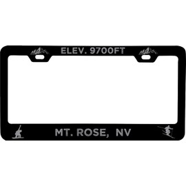 R and R Imports Mt. Rose Nevada Etched Metal License Plate Frame Black