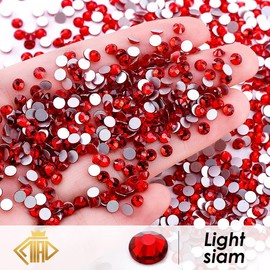 FEIFEI’S BOW 1440 Pieces Flat Back Gems Round Crystal Rhinestones SS6 2.0mm Diamante Rhinestones Crafts Nail Face Art Clothes Shoes Bags DIY (Red)