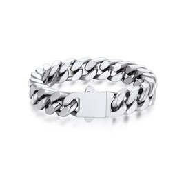 Bandmax Chunky Big Miami Cuban Link Chain Bracelet for Men 80S 90S Hip Hop Party Jewelry Mens Stainless Steel Shining Metal Hand Chain 7 Inches