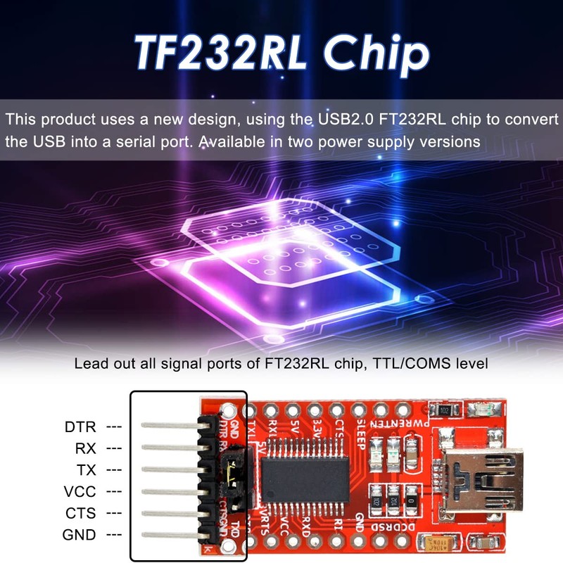 DAOKAI FT232RL Serial Adapter, USB to TTL Serial Converter Adapter