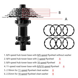 SeonFook 8PCS Bicycle Flywheel Washer Spacer Cassette Headset Gasket Hub Bottom Bracket Axle Aluminium Alloy Flywheel Hub Washer for MTB Road Bike 1mm 1.5mm 1.85mm 2.18mm 2.35mm 2.5mm and 2mm x 2