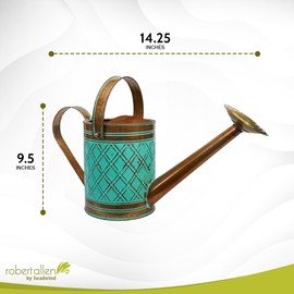 Robert Allen by Headwind Cortland Watering Can, 1 Gallon Capacity, Metal Vintage Powder-Coated Steel, Indoor & Outdoor Garden Use – Vintage Copper