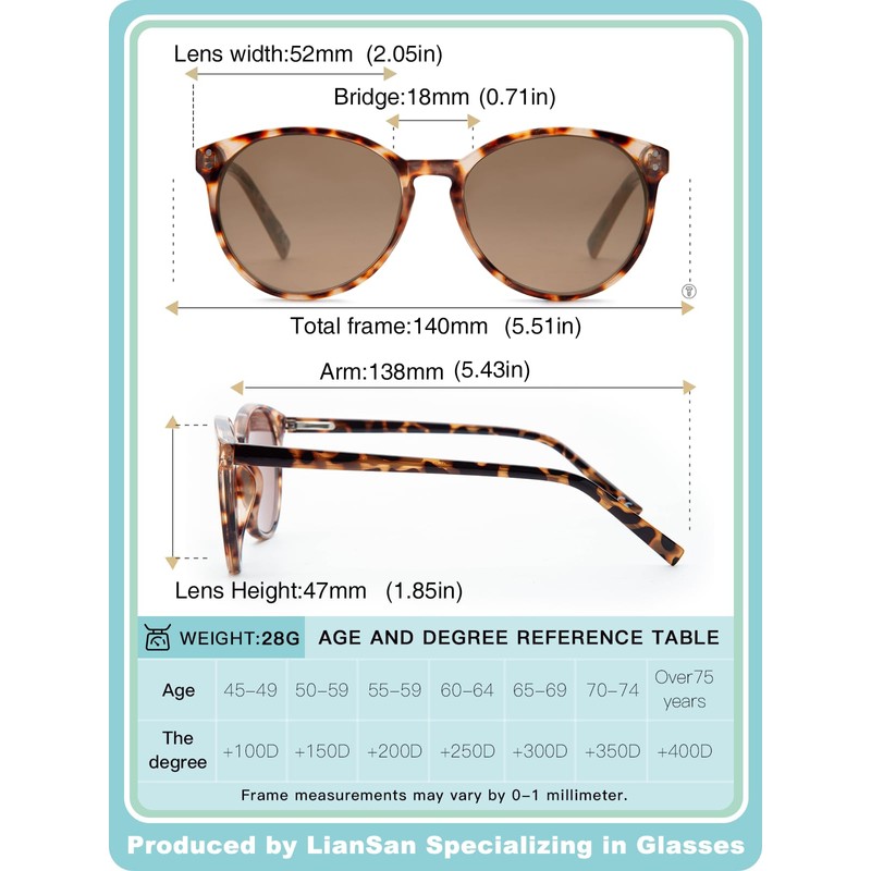Reading Sunglasses for Women with UV400 Protection Lenses,Large Frame Reader