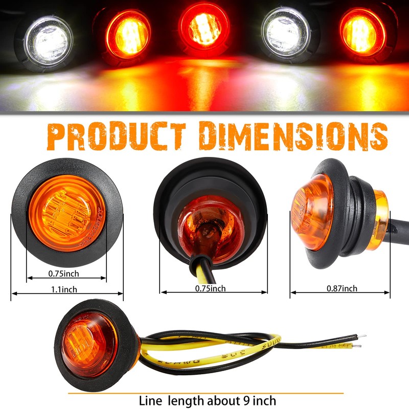 Tuanse 60 Pack Trailer Lights Bulk 3/4 Inch LED Marker