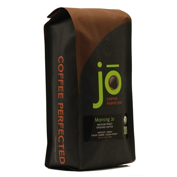MORNING JO: 12 oz, Organic Breakfast Blend Ground Coffee, Medium Roast, Fair Trade Certified, USDA Certified Organic, NON-GMO, 100% Arabica Coffee, Gluten Free, Gourmet Coffee from Jo Coffee
