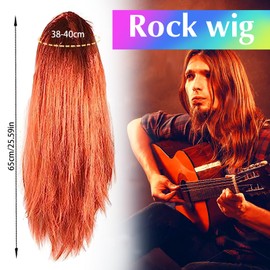 YOUYIKE Men's Rocker Costume Rock Star 70s 80s 90s Outfit Men's Disco Costume with Punk Gloves Tattoo Sleeves Sunglasses Wig Turban for Theme Party and Cosplay