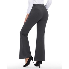 Stelle Women's 30" Bootcut Dress Pants Work Slacks with Pockets Stretchy High Waisted Business Office(Charcoal,XL)