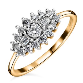 TJC Moissanite Boat Ring for Women in 18ct Yellow Gold Plated 925 Sterling Silver Size K Prong Setting Metal Wt. 2.25 Grams