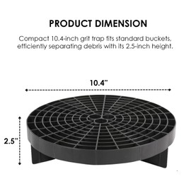 HI-TECH Bucket Grate Guard Insert for Car Wash Buckets – Traps Dirt & Debris to Prevent Swirls – Durable Plastic Fits 5 Gallon Buckets – 10.4"x2.5"