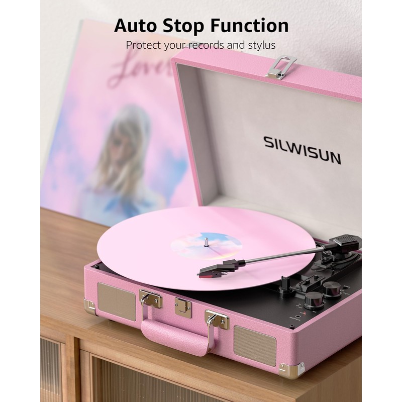 Silwisun Bluetooth in/Out Record Player with Speakers Turntable