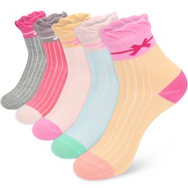 KOOOGEAR 5 Pairs Girls Socks for Kids Toddlers Child Cosy Breathable Cotton Funky Fashion Funny Cute Cartoon Animal Socks (UK, Age, 6 Years, 10 Years, Regular, Pink/Yellow/Rose Red/Blue/Grey)