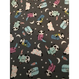 Robert Kaufman Robt Kaufman Flannel Fabric Snow Snuggles Pandas on Shadow Gray -by the  1/2 yd