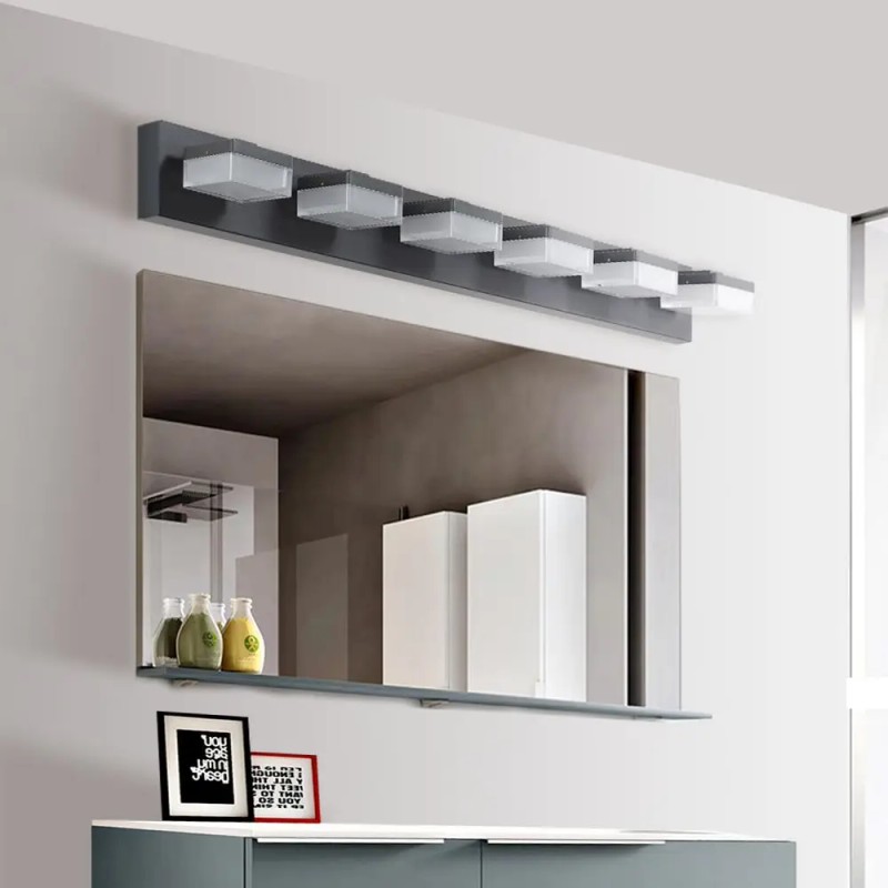 Modern 6-Light Black Iron LED Vanity Mirror Light Fixture for