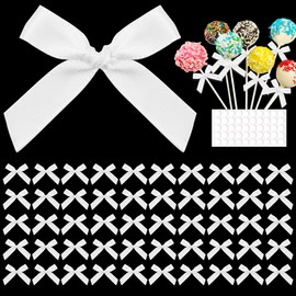 Lianxuia 50pcs Mini White Bows, Premade Satin Ribbon Bows, Vintage Bow Birthday Decorations for Sewing, DIY Crafts, Coquette Themed Party, Wedding